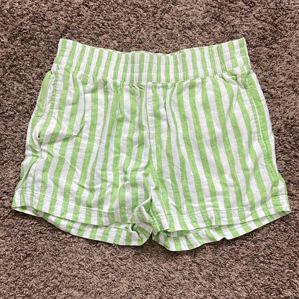 ☀️ Old Navy Green and White Striped Pull-On Athletic Shorts
